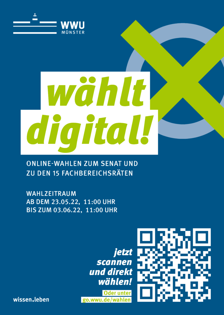Wahlplakat der WWU Münster für die digitale Wahl