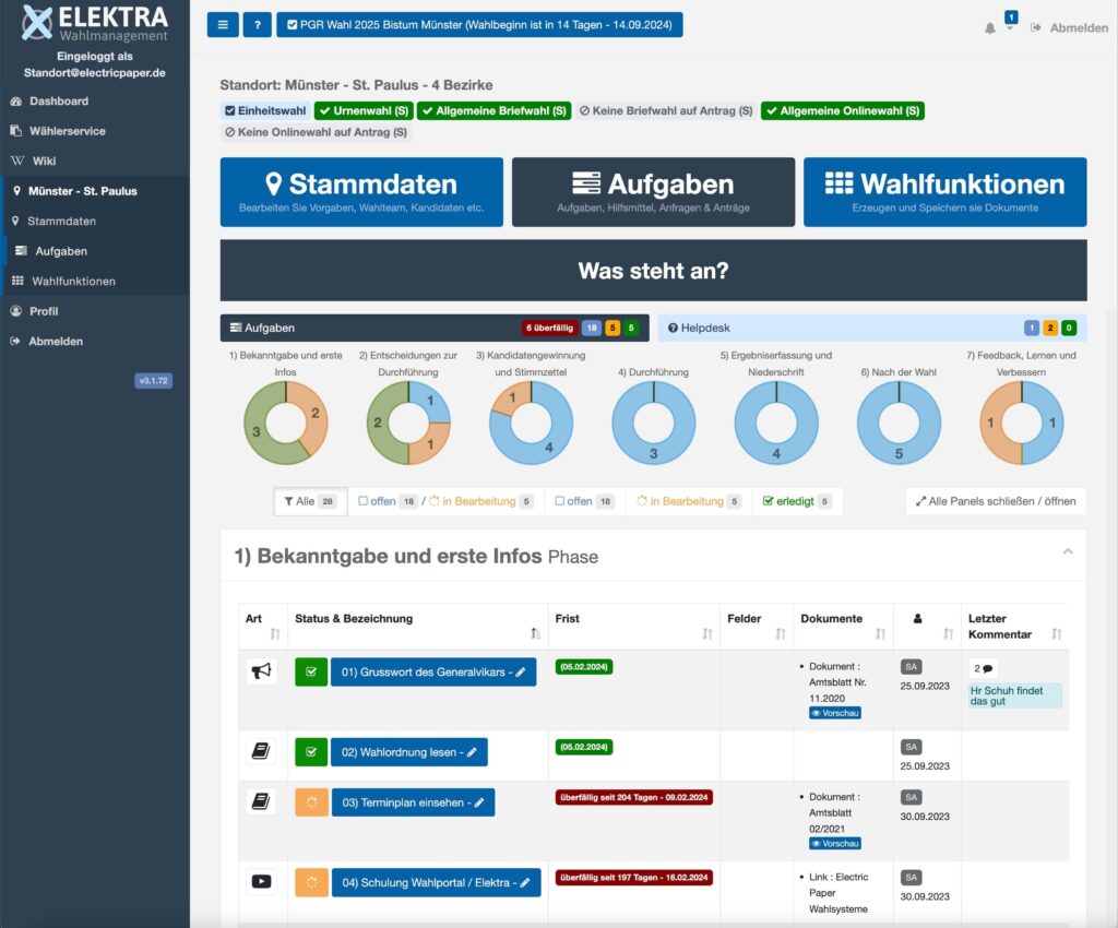 Zentrales Aufgabenheft in Elektra für Wahlprojekte