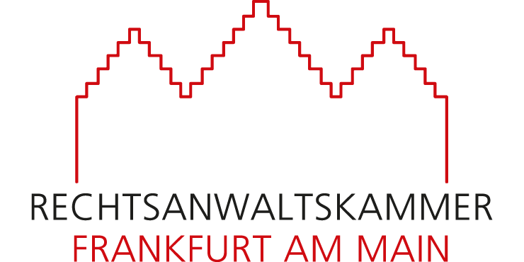 Logo der Rechtsanwaltskammer Frankfurt am Main mit roter Treppengiebel-Kontur.